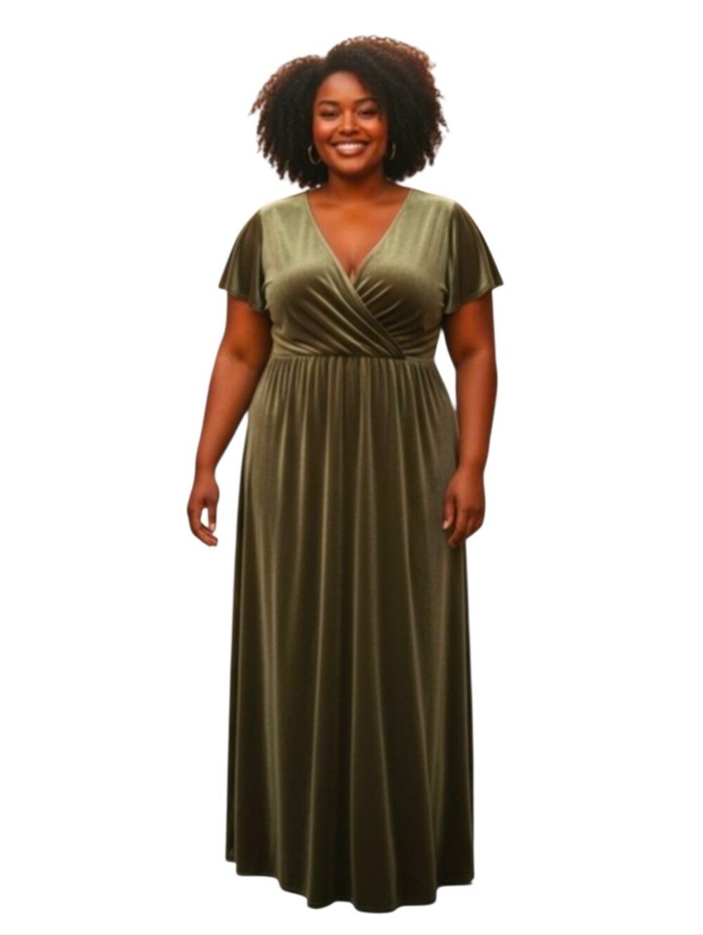 Anthropologie BHLDN Jenny Yoo Ellis Maxi Dress Velvet Size 16 Sage Green New